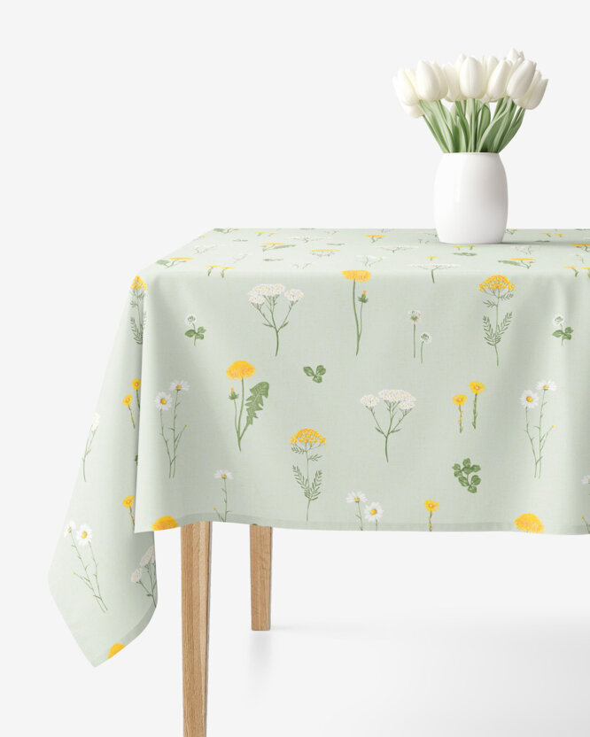 Eckige Tischdecke 100% Baumwolle - Grüne Wiese