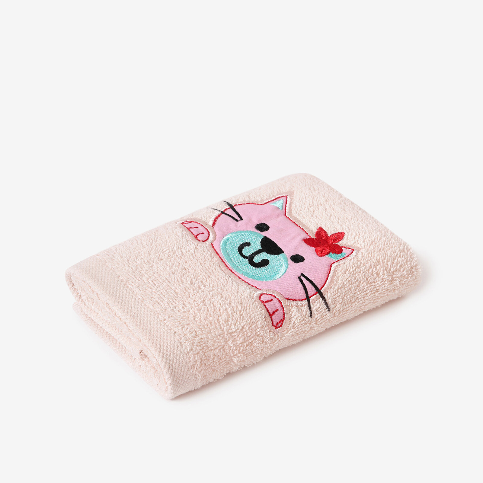 Kinder-Frottierhandtuch - Kätzchen auf Hellrosa