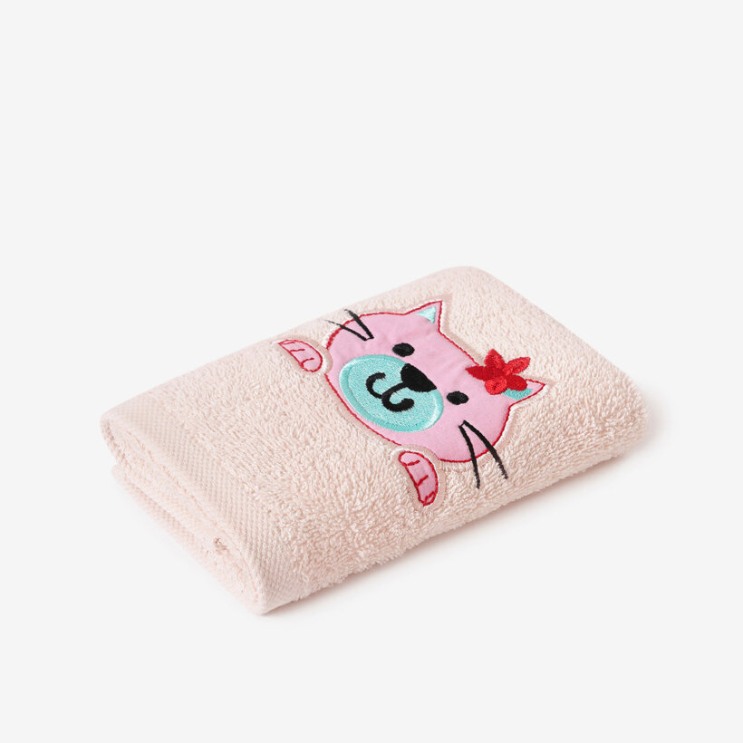 Kinder-Frottierhandtuch - Kätzchen auf Hellrosa
