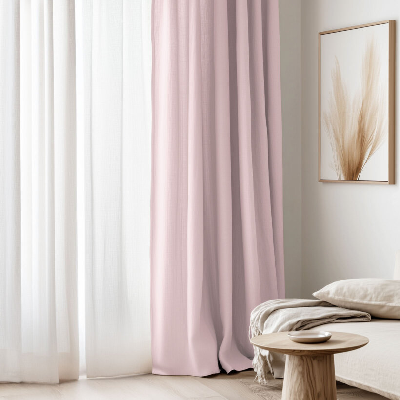 Vorhang aus Leinenmischung - puderrosa