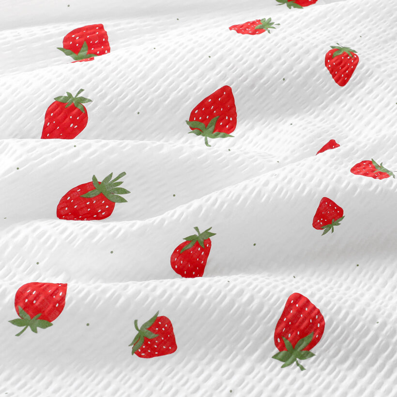 Seersucker Bettwäsche - Erdbeeren