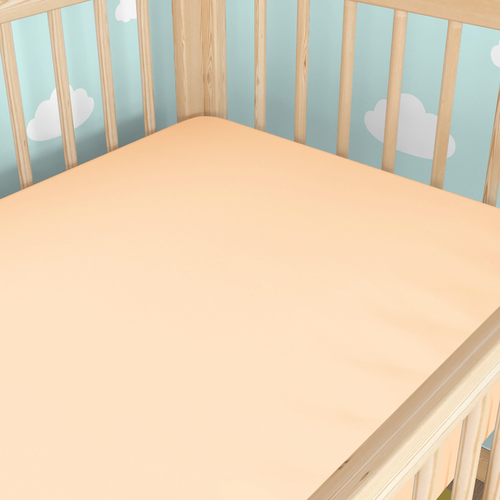 Spannbetttuch aus Baumwolle für Babybetten - apricot