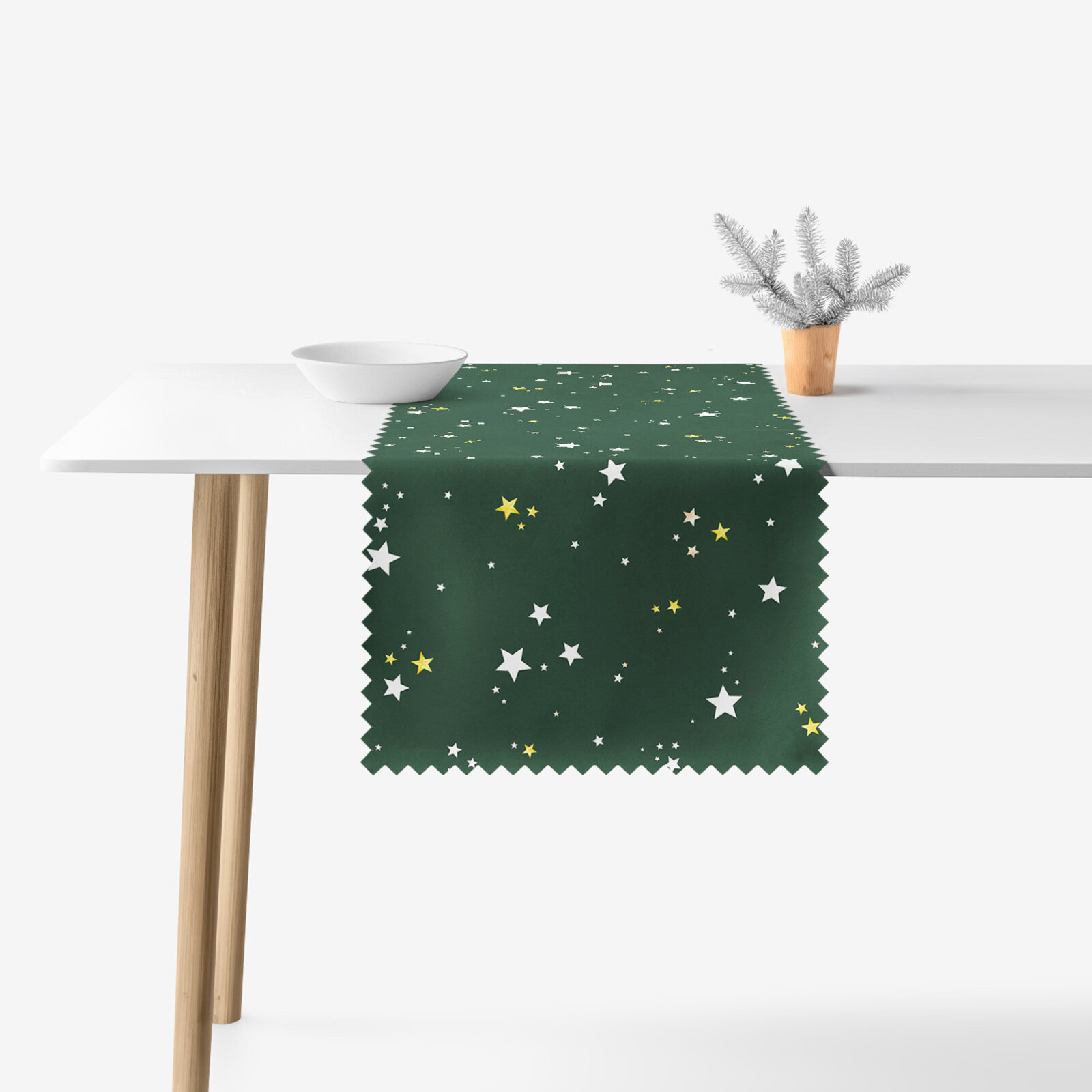 Weihnachtlicher Teflon-Tischläufer - Sterne auf Grün