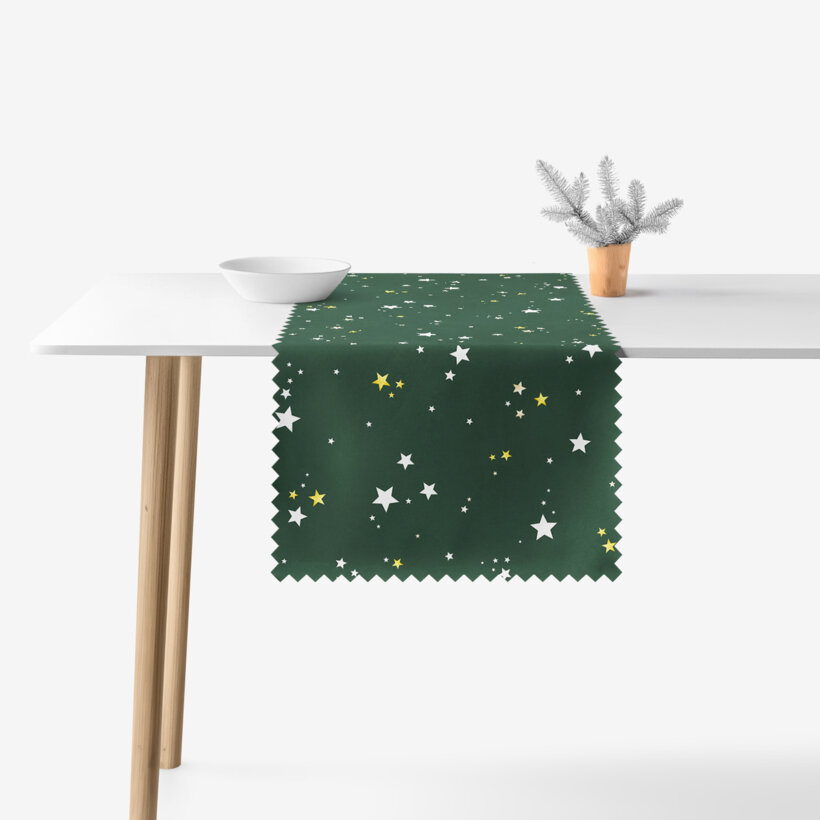 Weihnachtlicher Teflon-Tischläufer - Sterne auf Grün