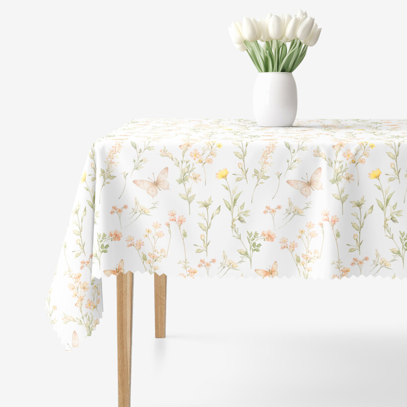 Eckige Teflon-Tischdecke - Schmetterlingsgarten