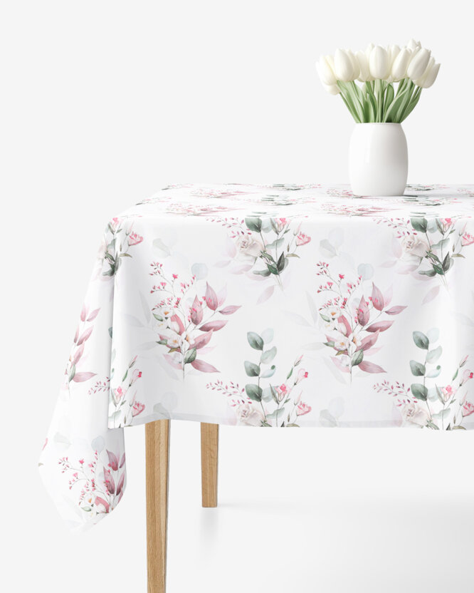 Eckige Tischdecke 100% Baumwolle Deluxe - zarte Rosen