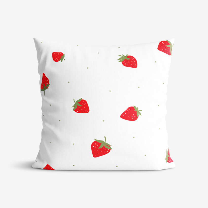 Kissenbezug aus Baumwolle - frische Erdbeeren