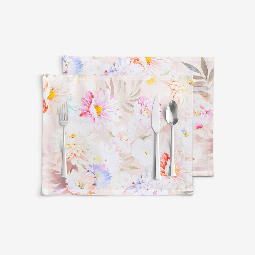 Tischset 100% Baumwolle Deluxe - wilde Blumen - 2 Stück