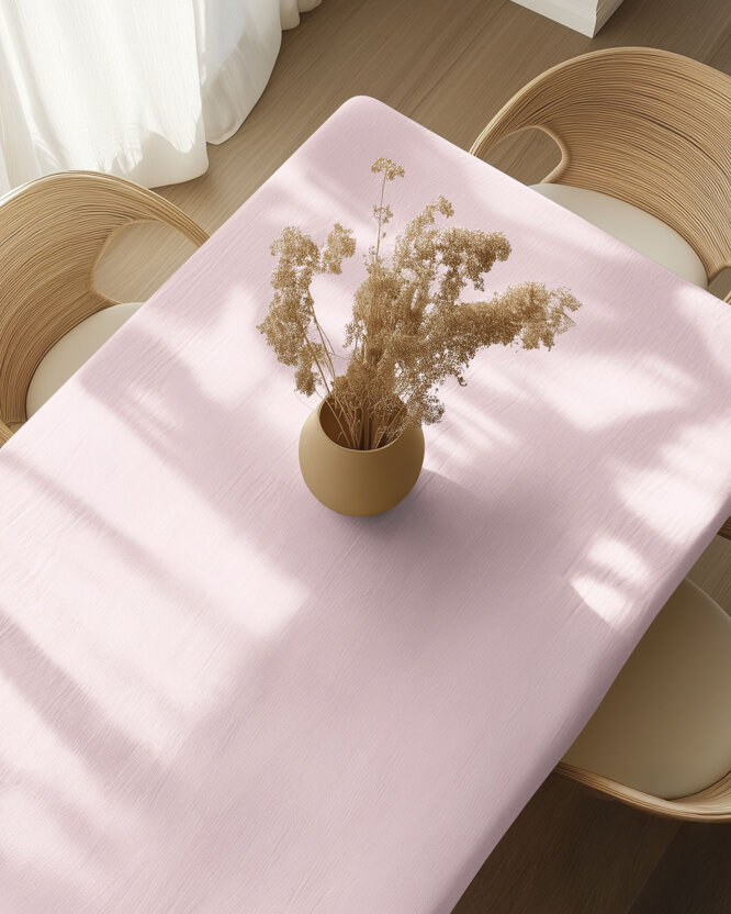 Quadratische Tischdecke aus Leinenmischung - puderrosa