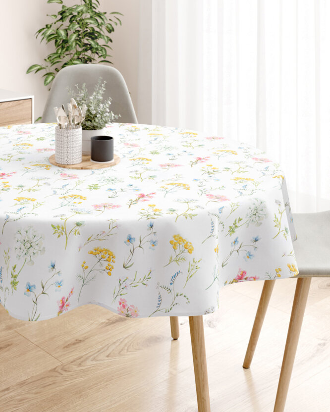 Runde Tischdecke 100% Baumwolle Deluxe - blühender Frühling