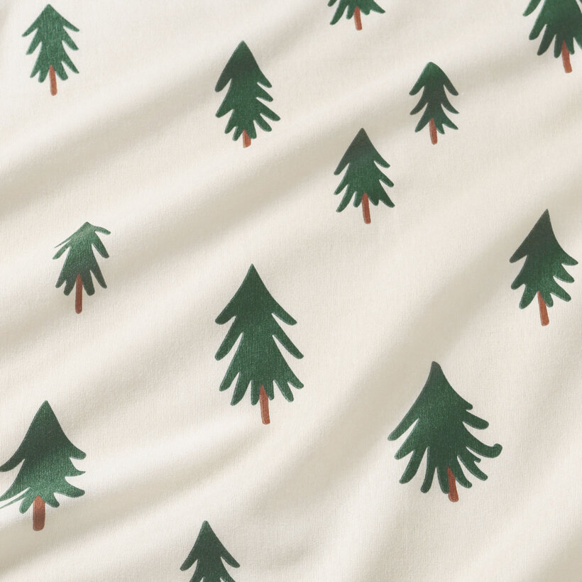 Weihnachtlicher Flanellstoff - Bäumchen auf natur