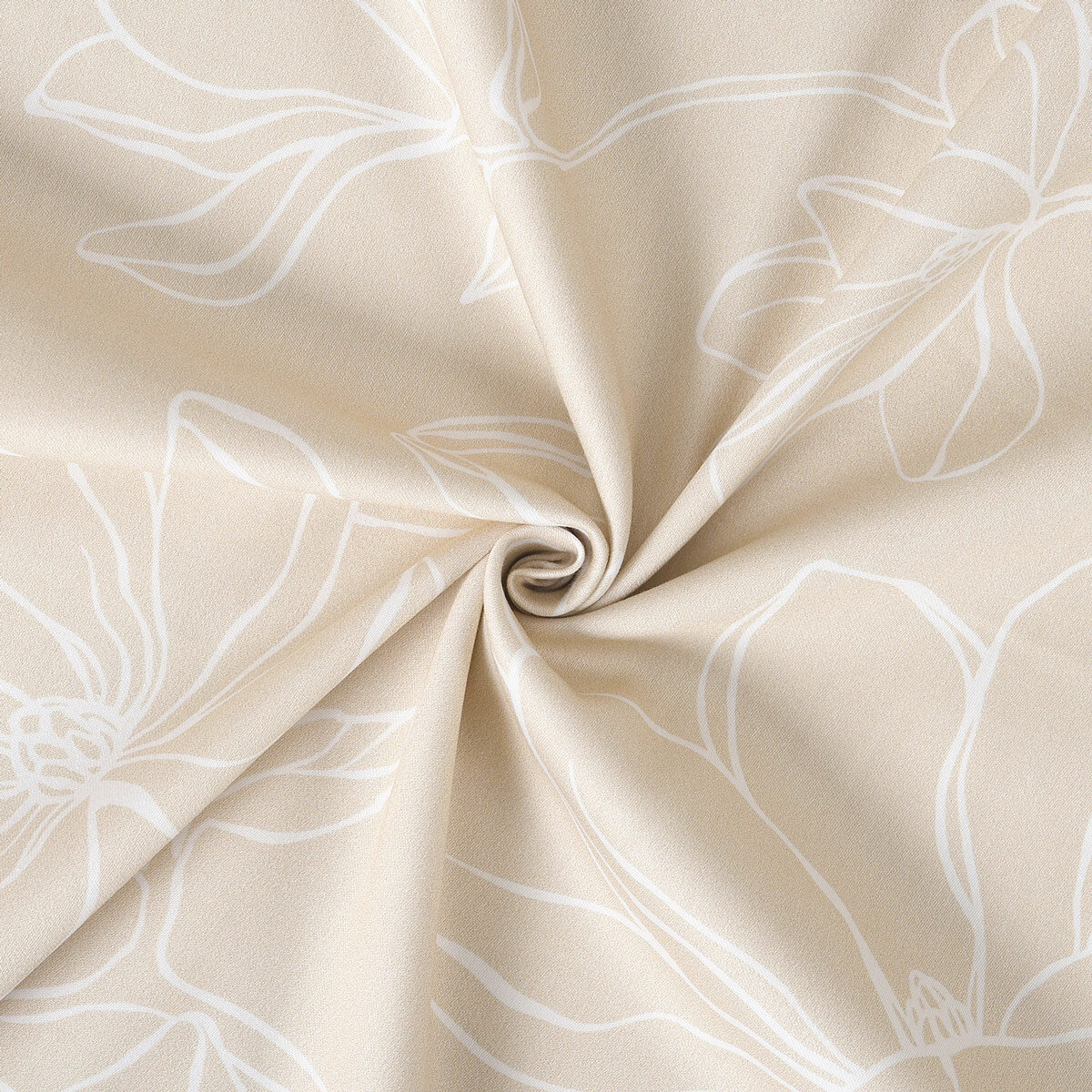 Mako-Satin - Lilien auf Goldbeige