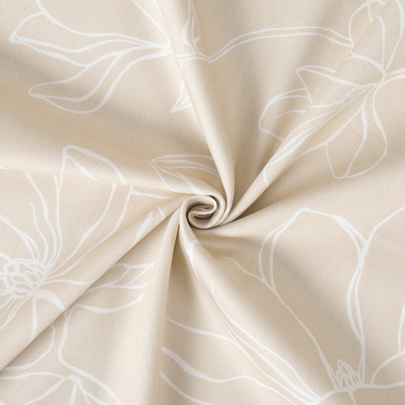 Mako-Satin - Lilien auf Goldbeige