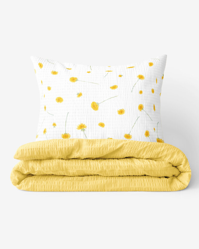 Seersucker Bettwäsche Duo - Löwenzahn mit gelb