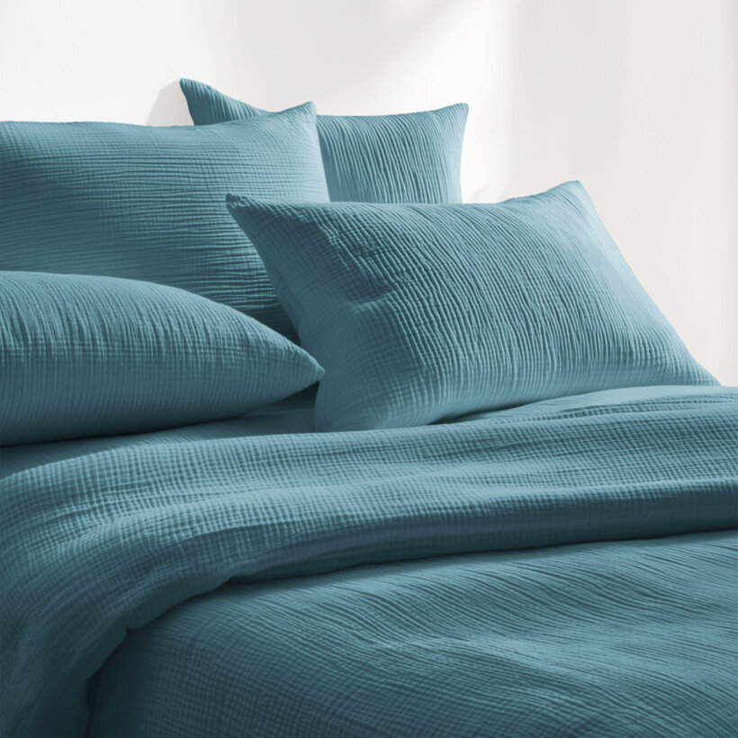 Musselin-Bettwäsche – petrol