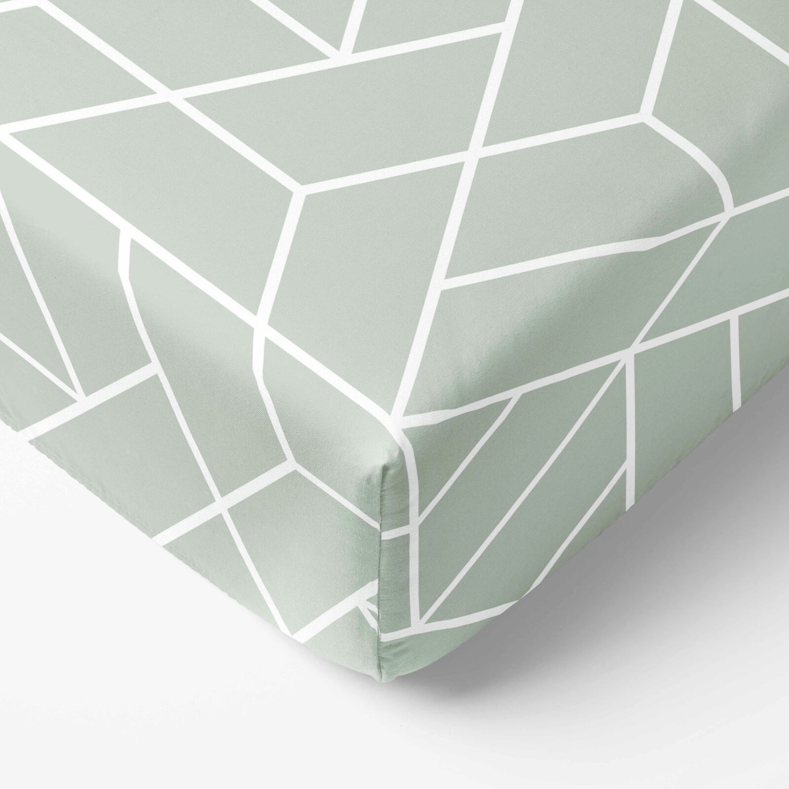 Spannbettlaken aus Baumwolle - Mosaik auf Salbeigrün