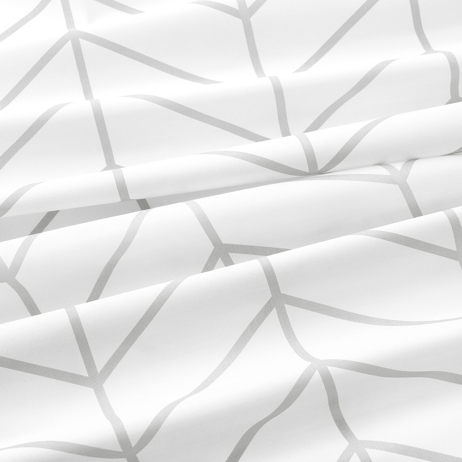 Baumwollstoff - Grauer Zickzack auf Weiß