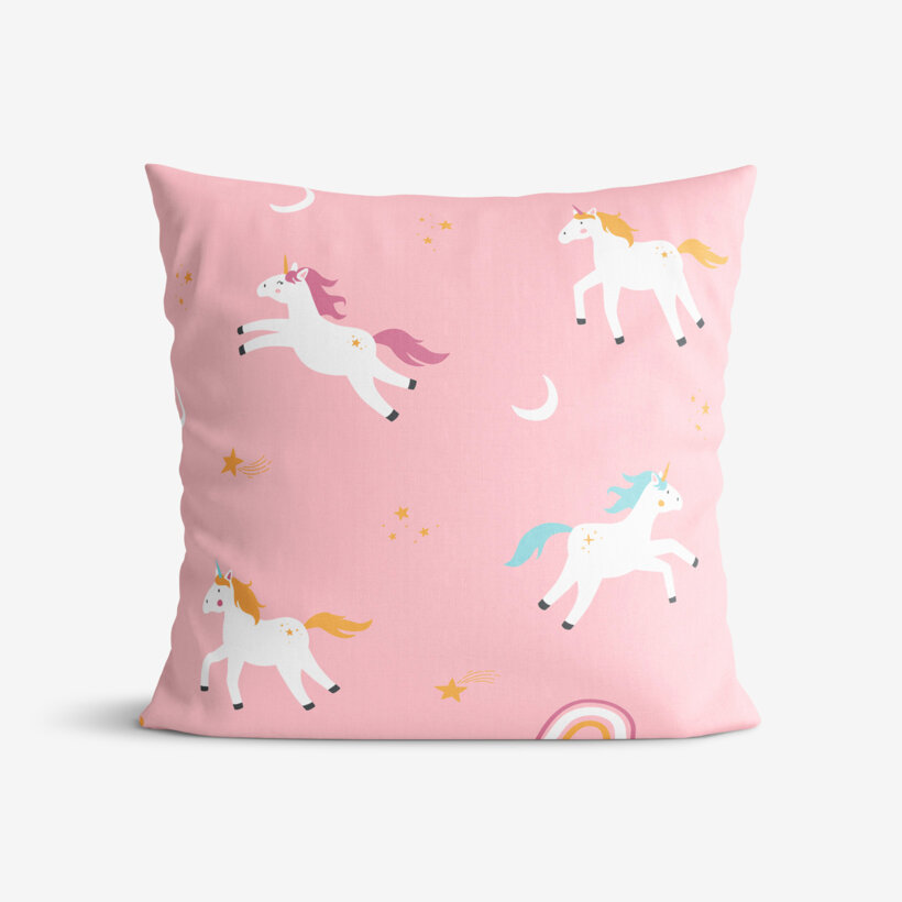 Kinder-Kissenbezug aus Baumwolle - Lustige Einhörner