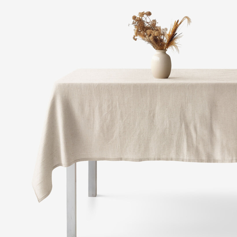 Quadratische Tischdecke aus Leinenmischung - natur