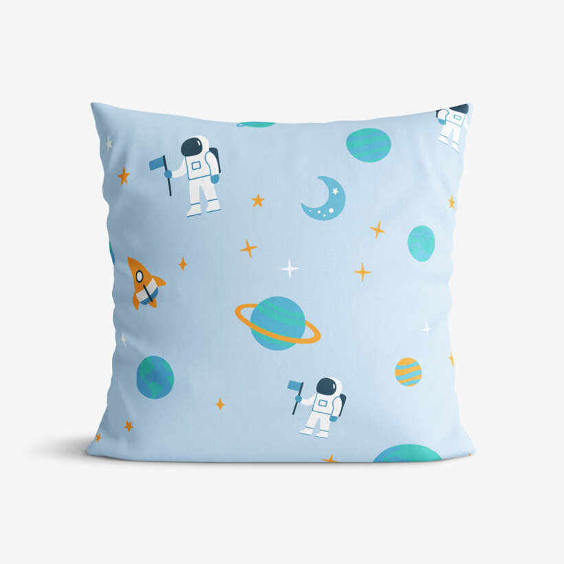 Kinder-Kissenbezug aus Baumwolle - Astronauten im Weltraum