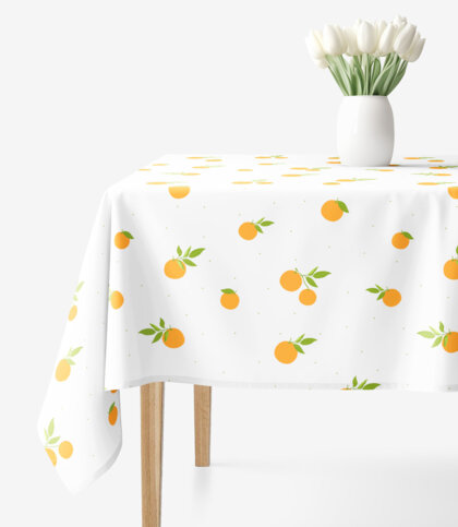 Eckige Tischdecke 100% Baumwolle - Orangen
