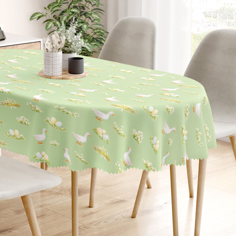Ostern Ovale Tischdecke Teflon - Gänse und Ostereier