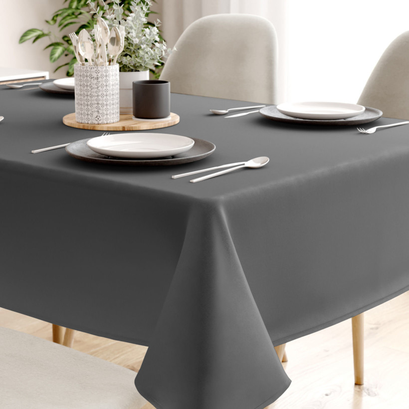 Eckige Tischdecke 100% Baumwolle - dunkelgrau