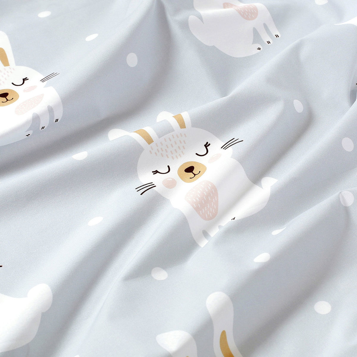 Spannbetttuch aus Baumwolle für Babybetten - verträumte Kaninchen