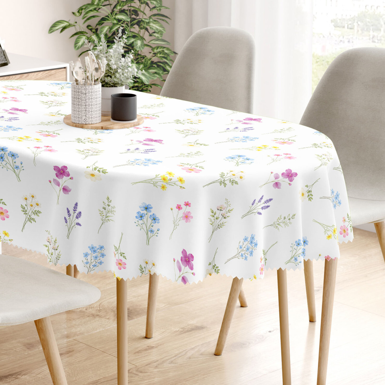 Ovale Tischdecke Teflon - Blumengarten