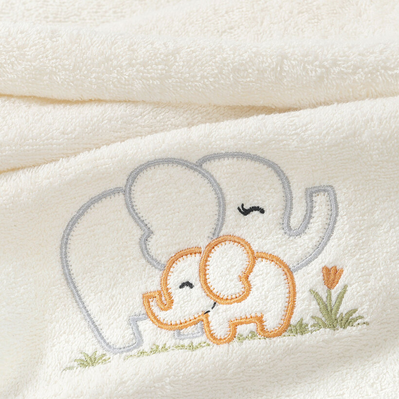 Kinder-Frottierhandtuch - Elefanten auf Creme