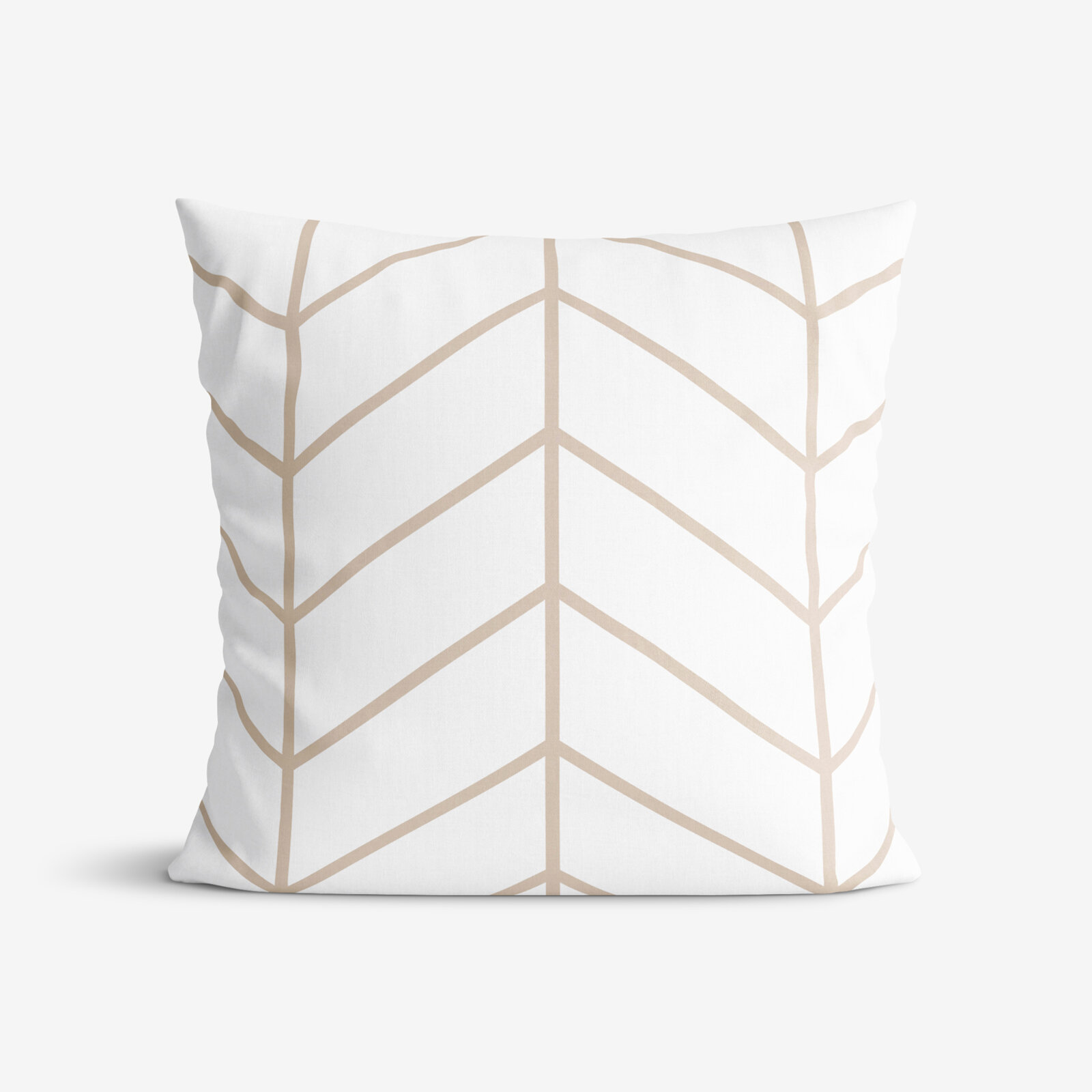 Kissenbezug aus Baumwolle - Beiger Zickzack auf Weiß