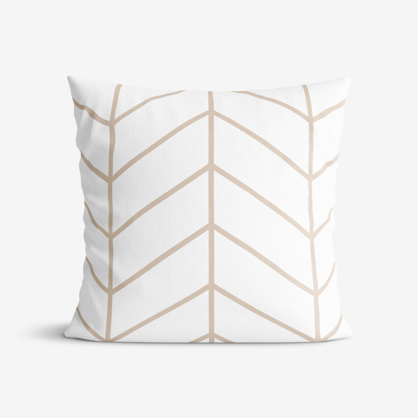 Kissenbezug aus Baumwolle - Beiger Zickzack auf Weiß