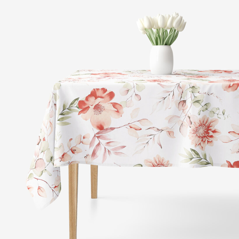 Eckige Tischdecke 100% Baumwolle Deluxe - aquarelle Blumen