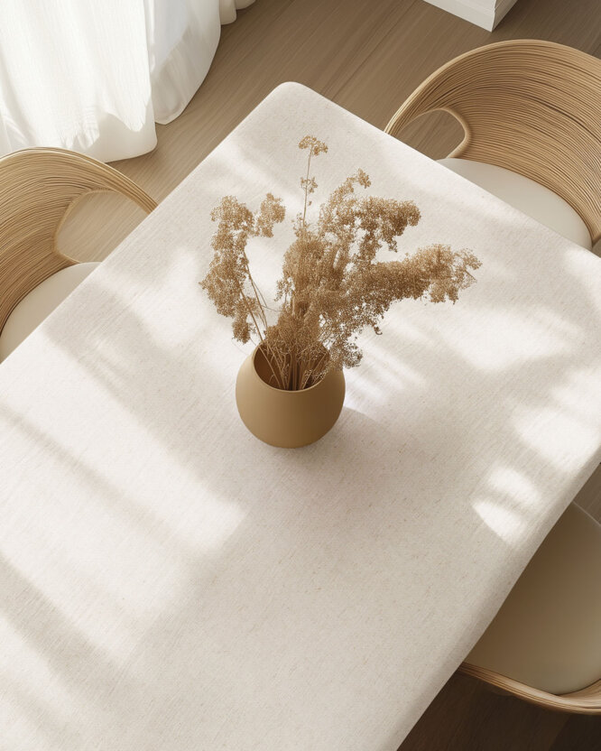 Quadratische Tischdecke aus Leinenmischung - natur