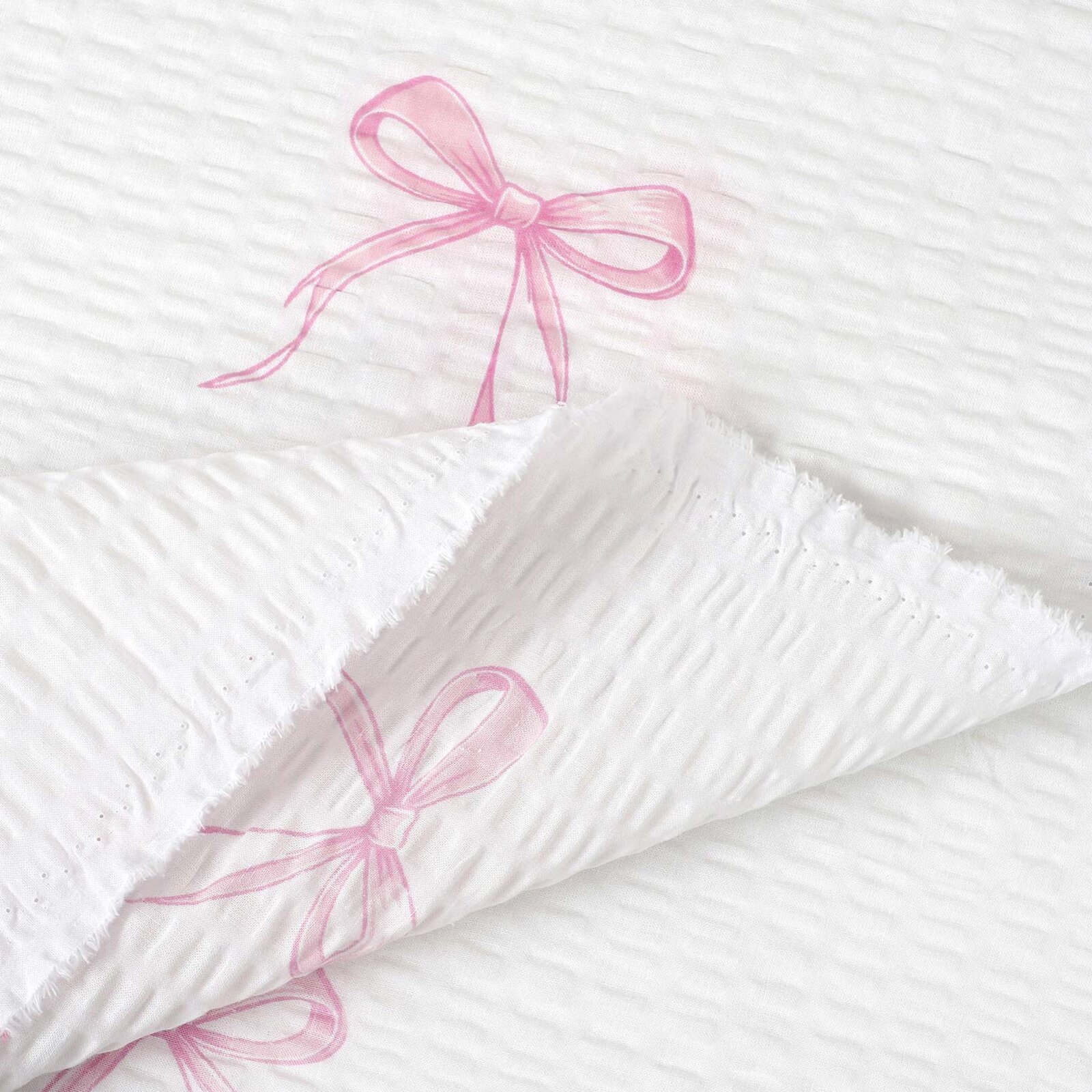 Seersucker - rosa Schleifen