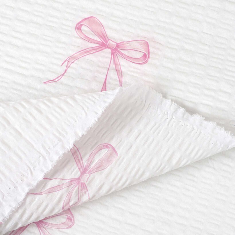 Seersucker - rosa Schleifen