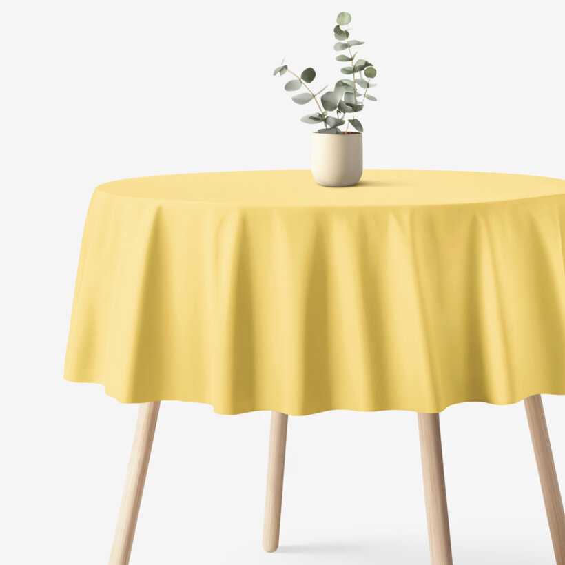 Runde Tischdecke 100% Baumwolle - gelb