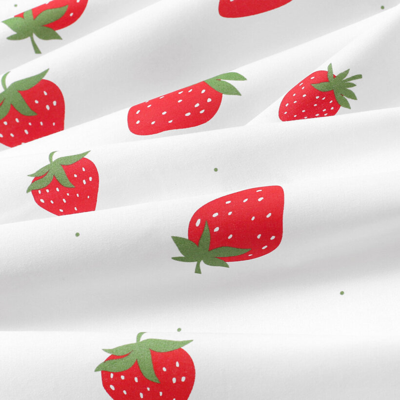 Kinder-Bettwäsche aus Baumwolle Duo - Frische Erdbeeren mit Salbeigrün