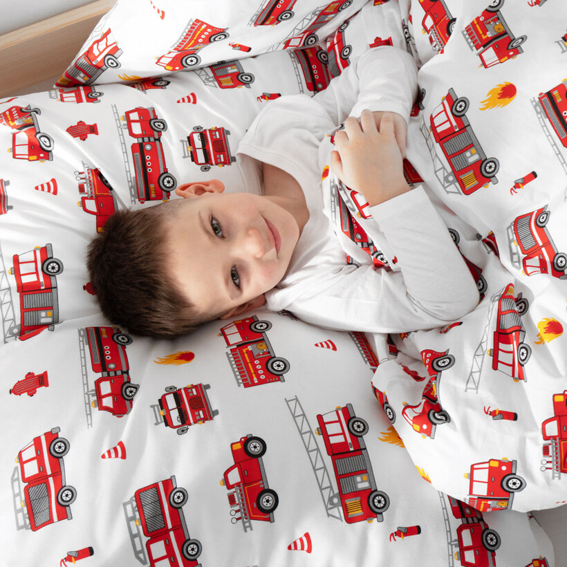 Kinder - Bettwäsche aus Baumwolle - Feuerwehrfahrzeuge