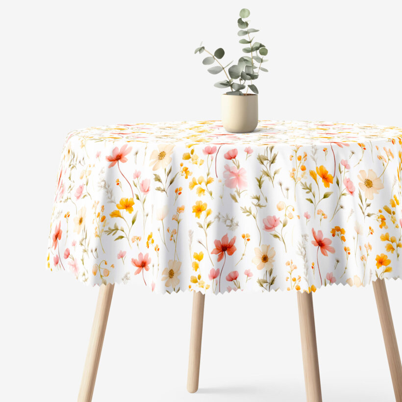 Runde Tischdecke Teflon - Blumenparadies