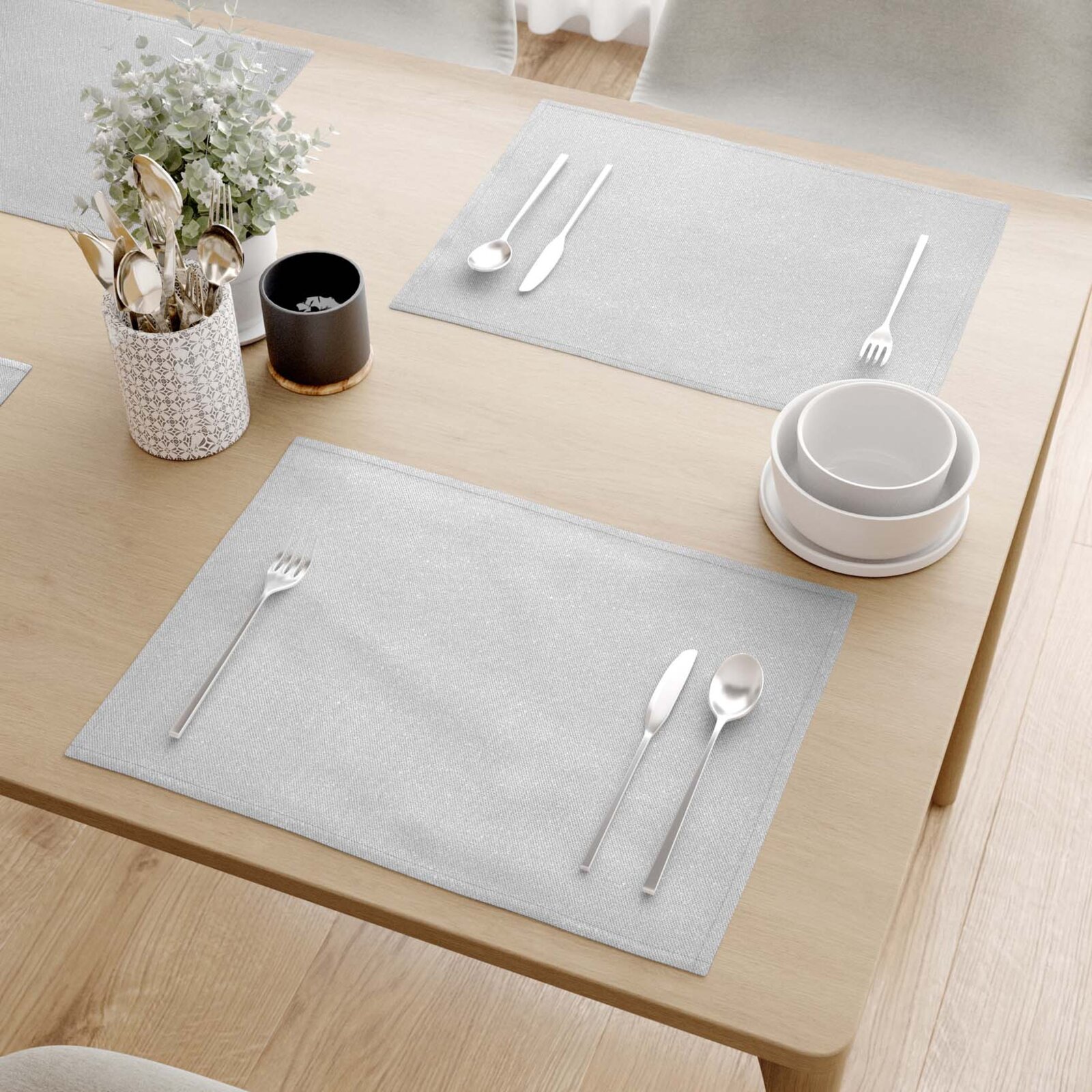 Exklusives Weihnachtstischset - silberfarben mit Glitzereffekt - Set 2 Stücke