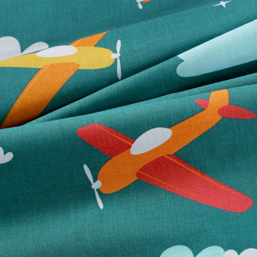 Kinder-Bettwäsche aus Baumwolle Duo - Abenteuer in der Luft mit gelb