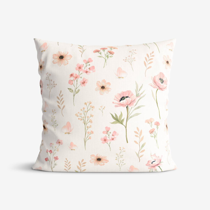 Dekorativer Kissenbezug - Rosa Blümchen