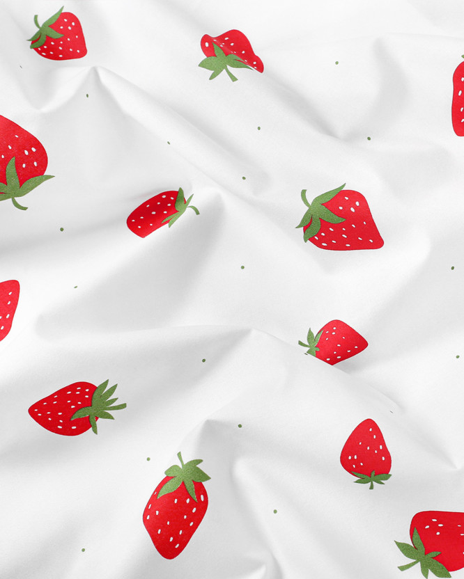 Baumwollstoff - frische Erdbeeren