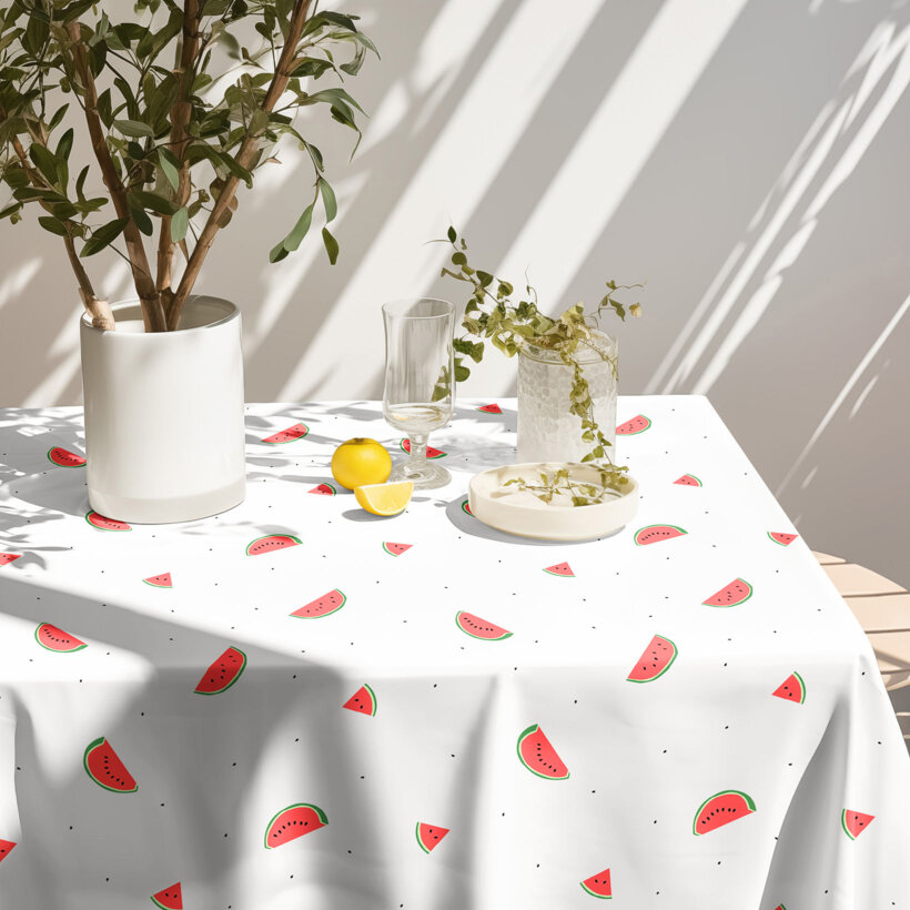 Eckige Tischdecke 100% Baumwolle - Melone