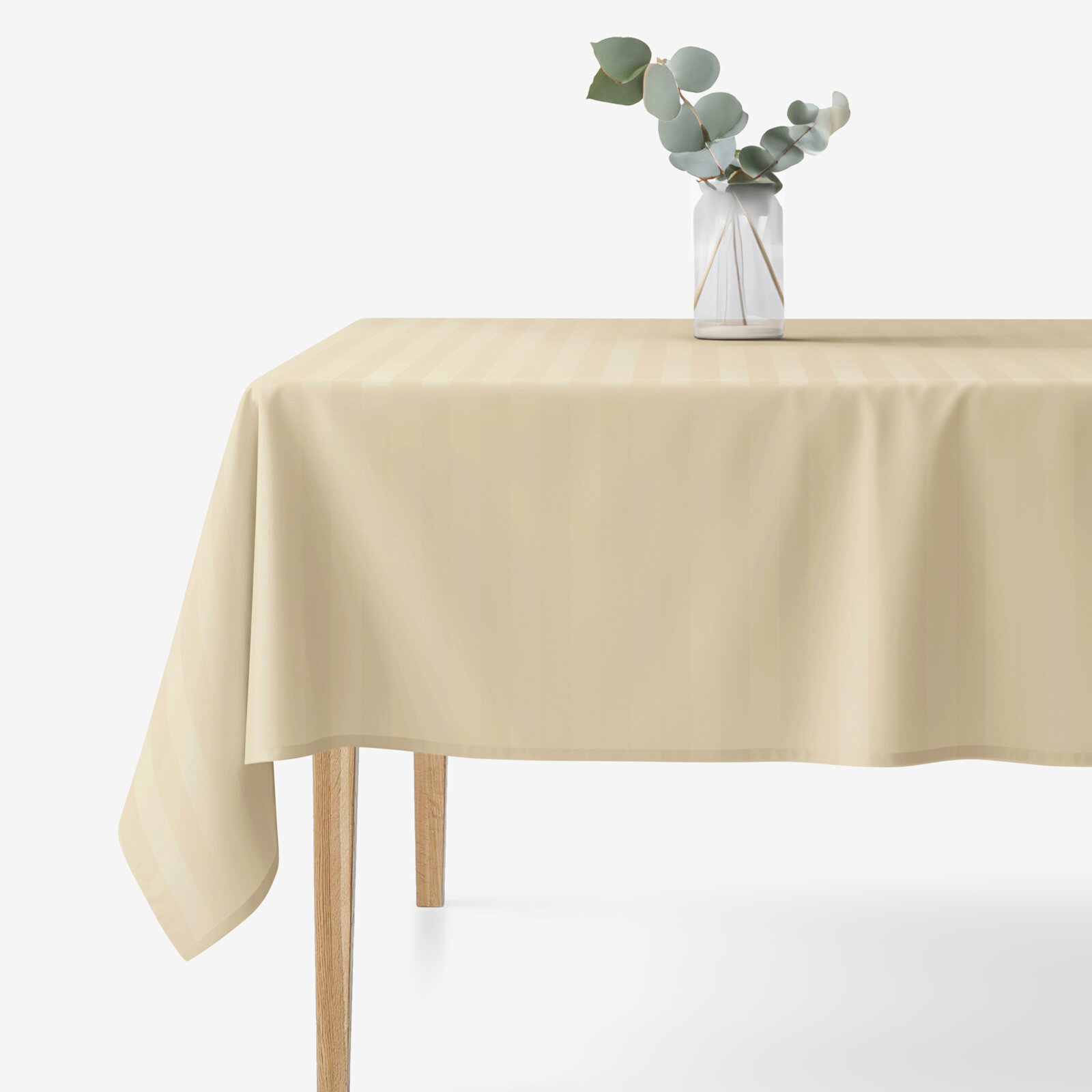 Festliche eckige Damast-Tischdecke - goldene Streifen mit Satin-Glanz