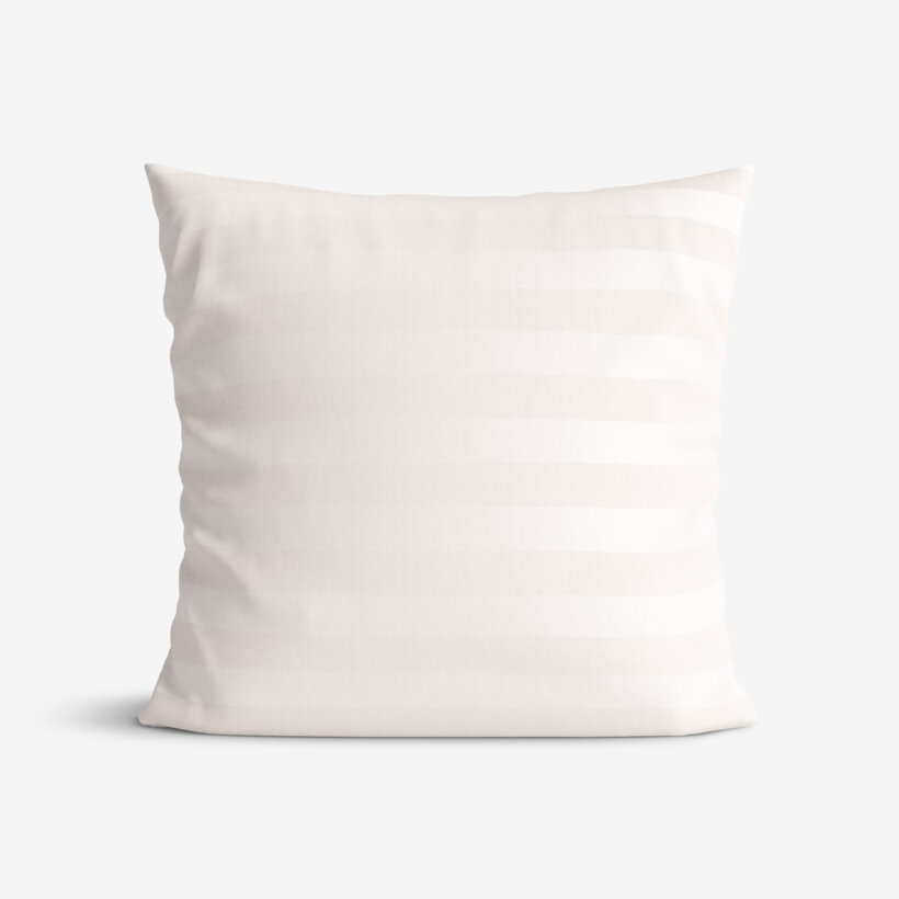Kissenbezug aus Damast - creme Streifen mit Satin-Glanz