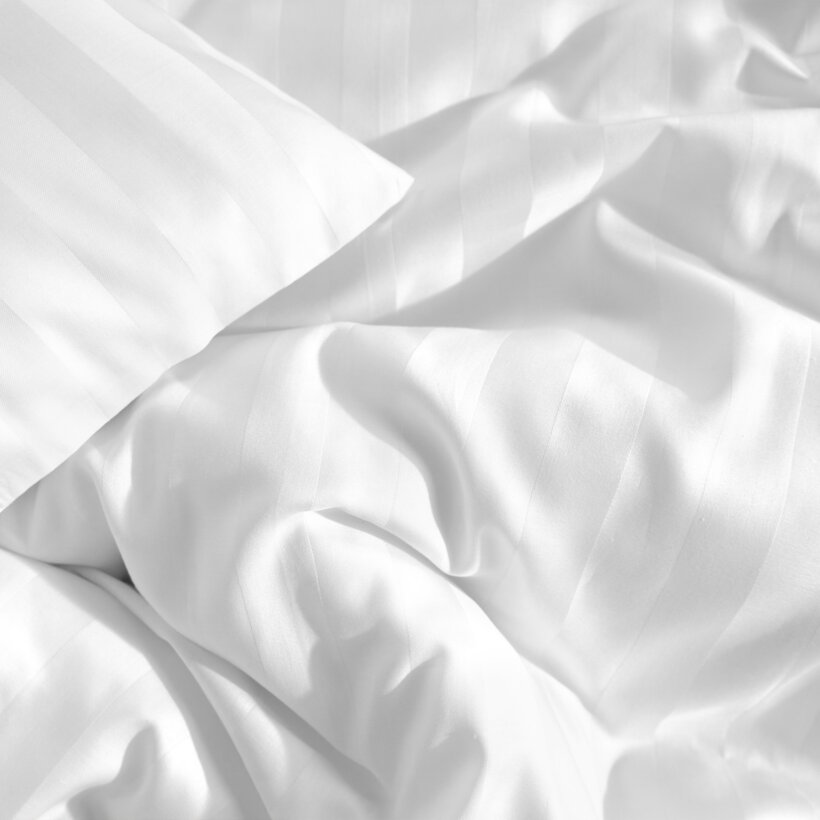 Damast-Bettwäsche - weiße Streifen mit Satin-Glanz