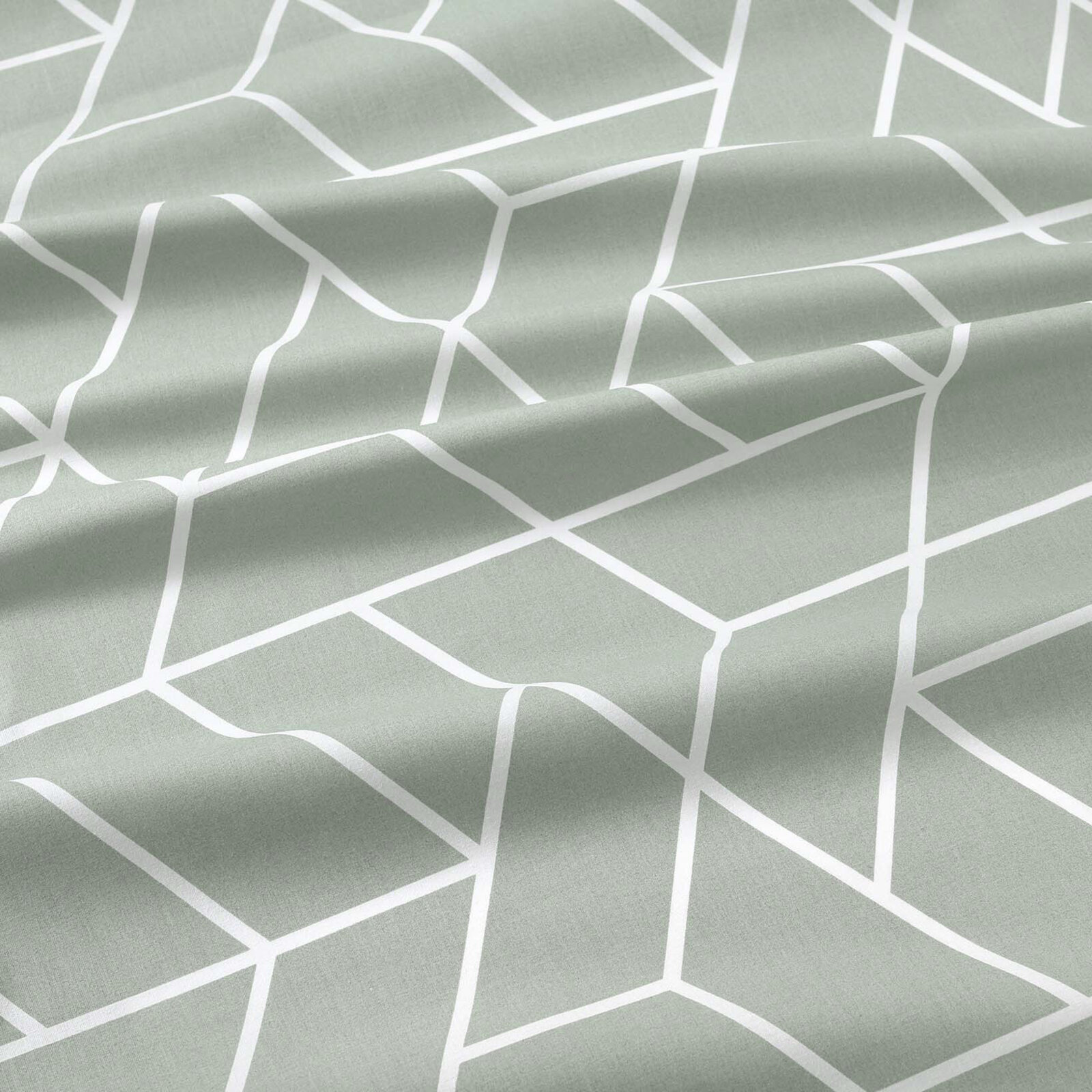 Spannbettlaken aus Baumwolle - Mosaik auf Salbeigrün