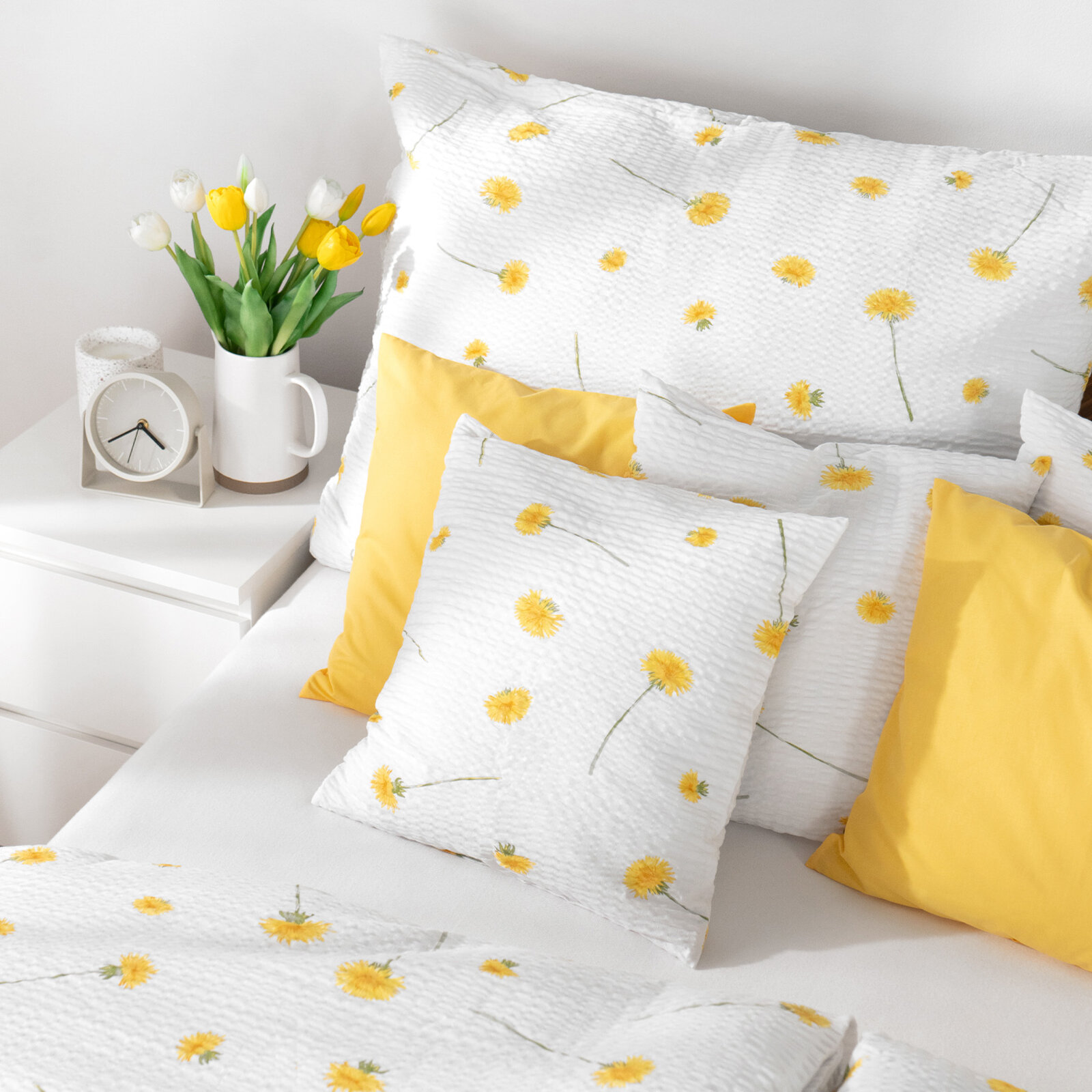 Seersucker Bettwäsche - Löwenzahn